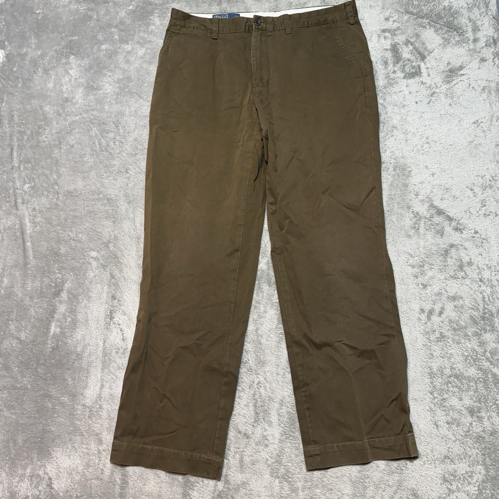 Polo Ralph Lauren Preston Pant‎ Mens 35x32 Olive Brown Chino Trousers 35x30.5